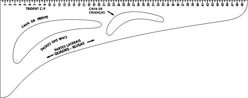 Régua para Alfaiataria e Modelagem em PAI Branco 3 mm C-9 – Trident, C-9, Branco Espessura 50, 5 x 2