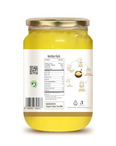 Image of NATURELAND ORGANICS A2 Desi Cow Ghee 500 ml | Traditional Bilona Method (Pack of 3)