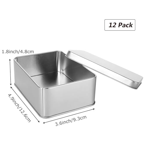 RHBLME 12 Pack Tin Box, 4.9 x 3.6 x 1.8 Inches Metal Box Cookie Tins with Lids, Large Multipurpose Tin Can Storage Container for Crafts Jewelry Cookies Pills Gifts Pencils Small Items and More