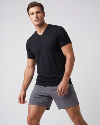 Image of 5 Pack: Men's V-Neck Dry-Fit Moisture Wicking Active Athletic Tech Performance T-Shirt