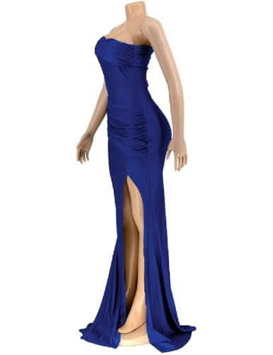 Image of Womens Off Shoulder Sexy V Neck High Split Long Maxi Dress, Formal Cocktail Party Evening Gown Mermaid Dress