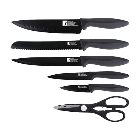 Bergner Osaka Knives and Scissors Set, Black, , 5 Piece Cover