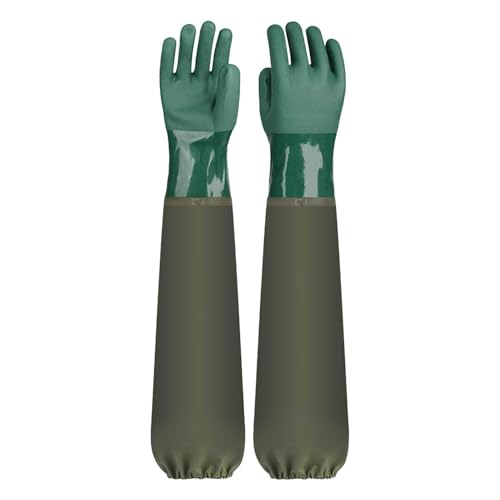 Guantes largos de jardín impermeables para evitar mojarte al limpiar el estanque de casa
