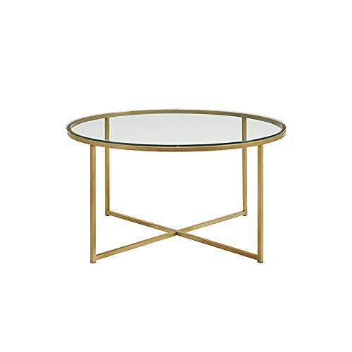 Pemberly Row 2-Piece Round Coffee Table Set Of Glass In Gold #TOP1