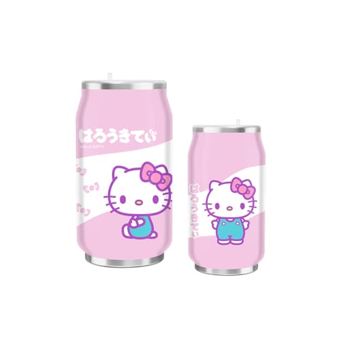 Image of Silver Buffalo Sanrio Hello Kitty, Stainless Steel Can Shape Cup, 11.8oz | Double, Wall Soda, Includes Flip Straw, 0.35 Liters