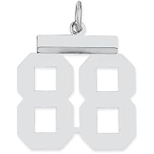 Sterling Silver/Rhodium-plated Polished Number Charm Pendant