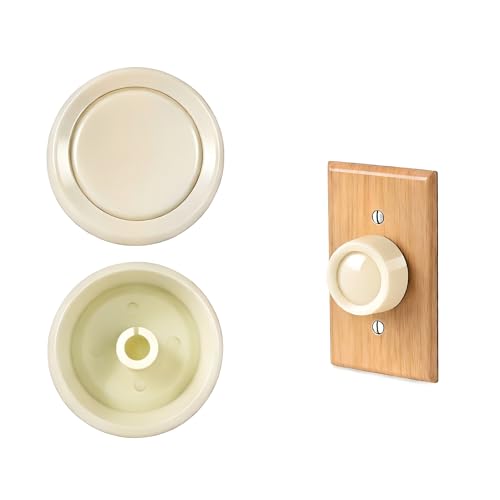 2Pcs RK-WH Rotary Dimmer Switch Knob - Universal Replacement for Lutron D-600p Easy to Install Wall Lamp Dimmer Knob Fan ControlDimmer Knob ReplacementLight Almond Color(No Back Panel)