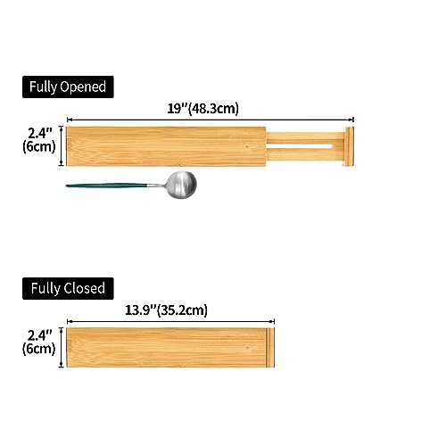 Utoplike Schubladentrenner Verstellbar Bambus Schubladenorganizer Küche, gefedert, kleiderschrank organizer, Badezimmer,Babyschublade, Schreibtisch (4er-Pack) schubladen ordnungssystem