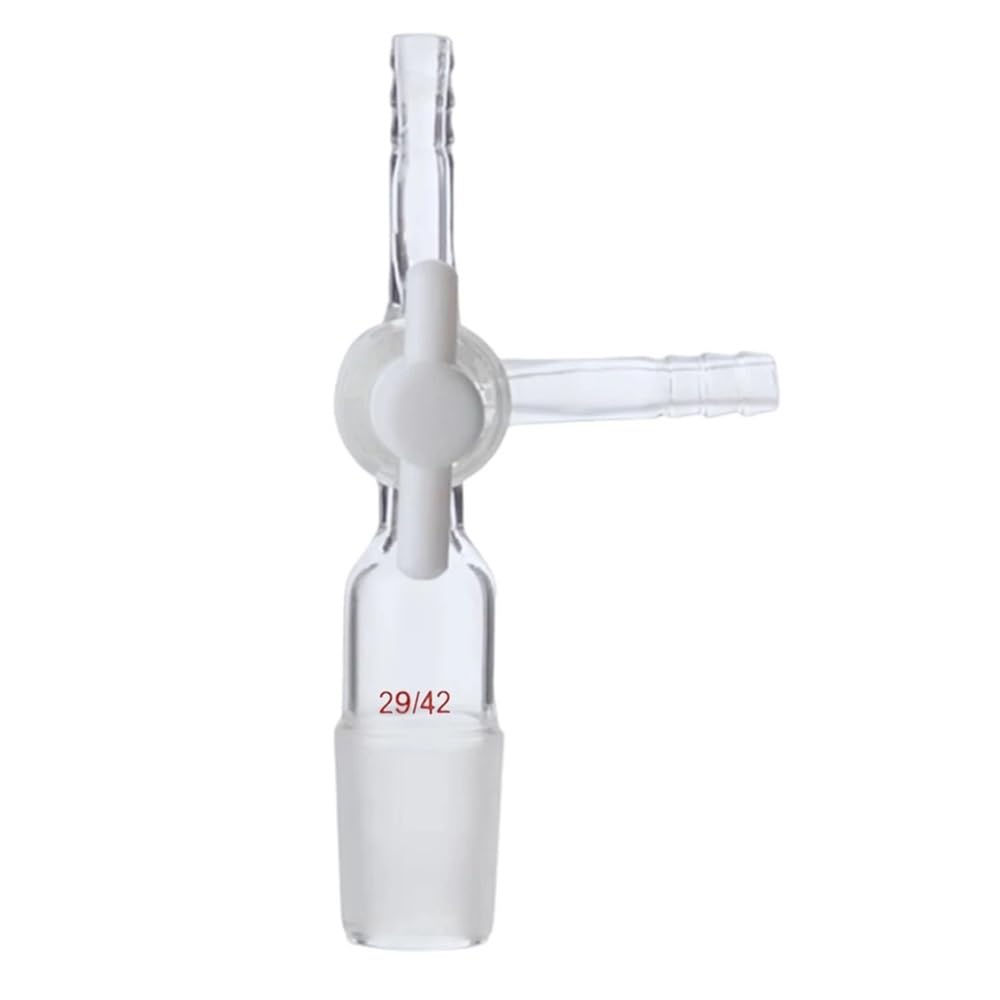 Adaptador de flujo de vacío de 3 vías de vidrio 29/42 con junta cónica estándar y cristalería de laboratorio de PTFE de tres vías