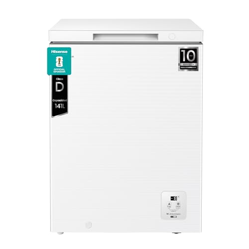Hisense FT145N1AWDL - Arcón Congelador Horizontal, 141L, 86cm, Congelación 360°, Congelador Convertible, Control Electrónico de Temperatura, Freezer Protect, Goma de Puerta Antibacteria, Blanco