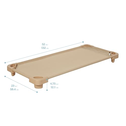 Ecr4Kids Stackable Ready-To-Assemble Kiddie Cot, Standard, Sand, 6-Pack