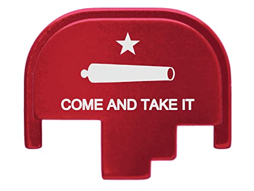 NDZ Performance Rear Slide Cover Plate for Smith & Wesson M&P M2.0 Full Size & Compact 9MM .40 S&W .357 Sig .45 ACP Laser Engraved Aluminum in Red - Come and Take It Cannon