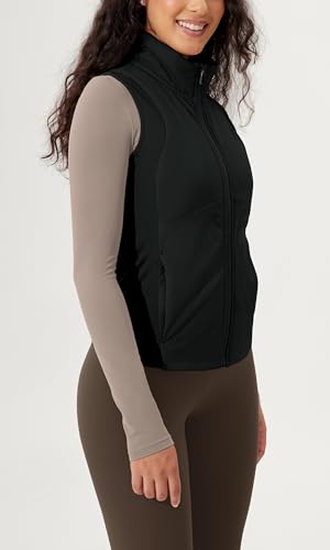 ODODOS Women's Padded Vest with Pockets Athletic Stand Collar Sleeveless Warm Outerwear Zip Up Gilet4