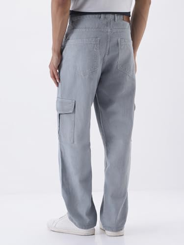 Image of Urbano Fashion Men's Loose Mid Rise Baggy Fit Cargo Jeans with 6 Pockets Non-Stretchable