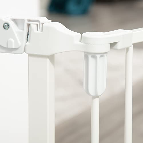 PawHut Absperrgitter Hund Freistehendes Verstellbares Schutzgitter 202,5 x 76 cm Hundegitter Klappbar Türschutzgitter Hundeabsperrgitter für Treppen, Türen, Küche, Flur, 3 Paneelen, Weiß