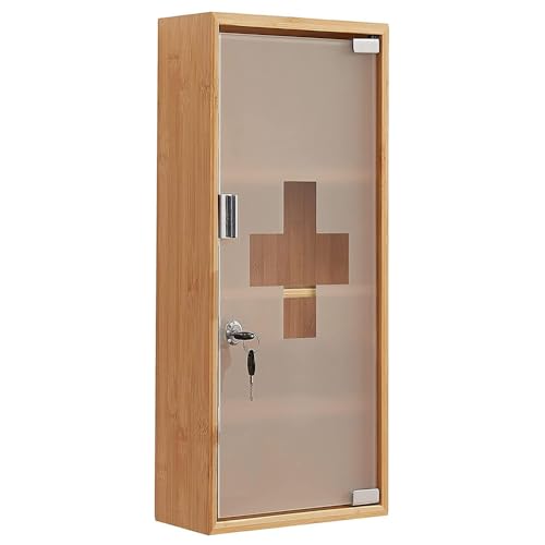 Zedelmaier Medizinschrank aus Bambus, Abschließbarer...