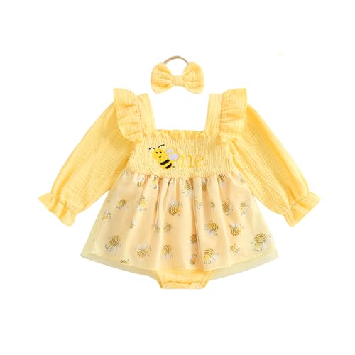 FYBITBO Baby Girl One Birthday Outfit Floral 1st Birthday Cake Smash Romper Dress Sleeveless Onesie Birthday Clothes