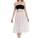 FRREP 1 Pack Lace Satin Slip Underskirt Half Slips for Under Dresses Skirt Extenders Womens Anti Sta