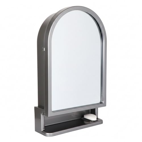 Image of BRANCO Plastic Ideal Mirror Cabinet | Multipurpose Cabinet | Wall Mounted Hanging Mirror Bathroom Accessories | Mirror Cabinet for Living Room, Bathroom, Bedroom (Metalic Grey)