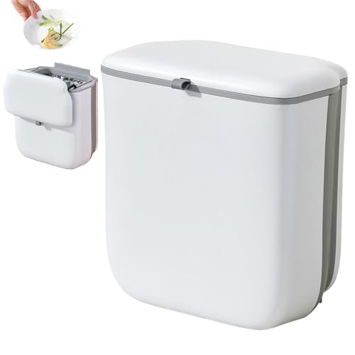 Cubo de basura de cocina con tapa de 2,64 galones, plegable para armario, baño, dormitorio, camping