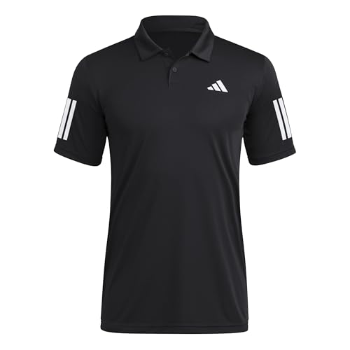 Adidas Men's Club Tennis 3-Stripes Polo Shirt, Black, XXL