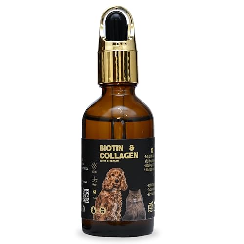 Biotin for Dogs & Cats | Collagen Supplement Drops for Healthy Skin, Coat, and Hair Growth | 50ml, Plant-Based & Fast-Acting Formula