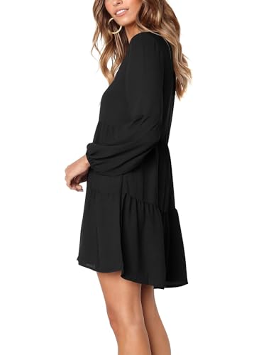 Amoretu Womens Tunic Dress Long Sleeve V Neck Casual Loose Flowy Swing Shift Dresses4