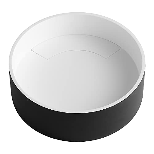 Ancona An-3362 Round Pure Acrylic Stone Vessel Bathroom Sink In Matte White And Matte Black #TOP2
