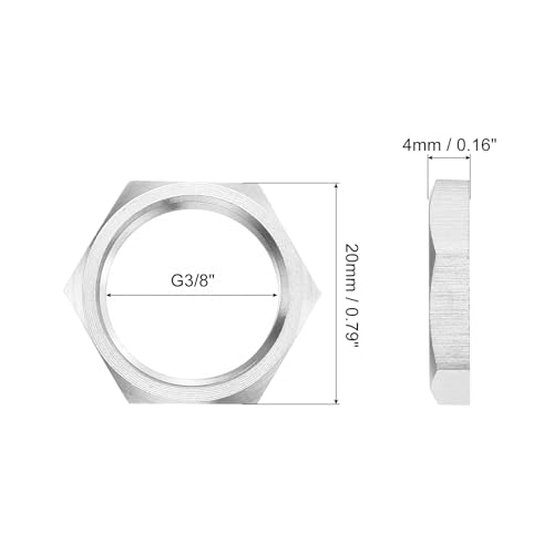 QUARKZMAN G3/8 Rohrverschraubung Sechskant-Dünnsicherungsmutter, Sicherungsmutter weibliche Befestigung, 304 Edelstahl 2 Stück