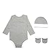 Nike Baby Long Sleeve Bodysuit, Hat and Booties 3 Piece Set (Dark Grey Heather(LN0134-042), 0-6 Months)