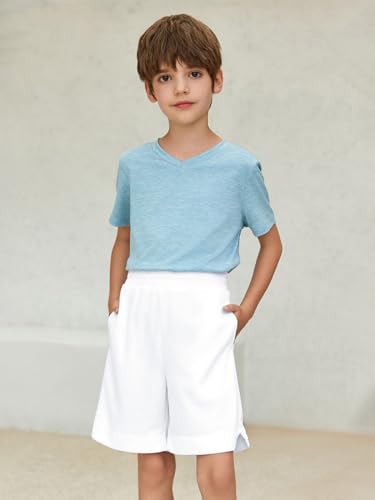 Haloumoning Boys Athletic Shorts High Waist Elastic Active Performance Running Basketball Shorts with Pockets 5-14 Years2