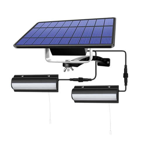 Applique murale solaire double tête IP55 avec 2 lampes LED blanches et tirette