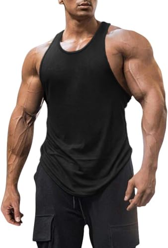 Runcati Tank Top Herren Ärmelloses Shirt Gym Fitness Muskelshirt Männer Einfarbig Leicht Unterhemd Sommer Achselshirt Slim Fit Bodybuilding Funktionsshirt Schwarz XL