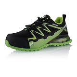 Fusskleidung® Damen Herren Wanderschuhe wasserdichte Trail Trekkingschuhe Schwarz Grün EU 43