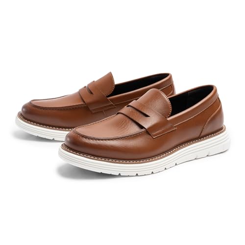 Penny Loafers for Men, Casual Mens Loafers, Slip On Dress Sneakers Men Shoes, PU Leather Shoes, Round Toe, Non Slip Rubber2