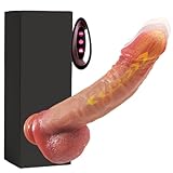 25cm XXL-Dildo Vibrator mit Stoßfunktion Analvibratoren Dildo Groß Realistische Dildos 3 Stoßmodi 9 Vibrationmode und 42 ℃ Beheizbarer Vibratoren Analdildo Vibratorensets für Frauen, Fleischfarbe