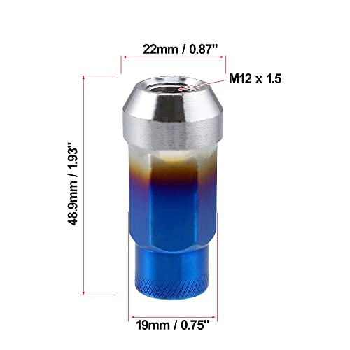 X Autohaux 20Pcs M12X1.5 Cnc Lug Nuts Open End Wheel Nuts With Socket Key Tool Set Multicolor #TOP1