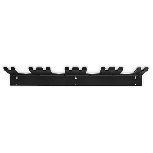 TRAPAWAY Wall Rack | Holds 4 pair of Skis or Snowboard by Bindings | Garage Organizer for Yard Tools, Gear & Equipment | Aluminum | No Moving Parts to break or pinch | Made in the USA (Black Quad)