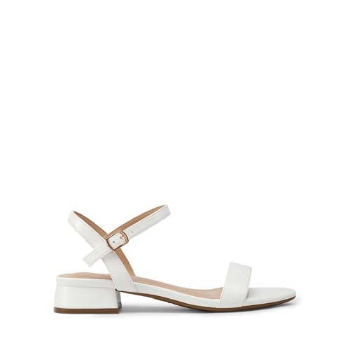 Image of DREAM PAIRS Women Black White Nude Clear Sandals Low Heel Dressy Sandals Ankle Strap Open Toe Chunky Block Heeled Summer Classic Comfortable Flat Shoes