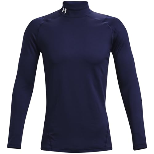 Under Armour Herren ColdGear Armour Fitted Mock T-Shirt, Herren, T-Shirt, 1366066-410, Midnight Navy / / Weiß (410), XXXXL Hoch – Ansicht 1