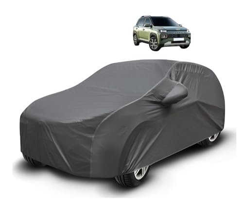 Image of Auto Hub Waterproof Car Cover Compatible with Exter with Mirror Pockets, Soft Cotton Lining, Exter Car Cover Waterproof, Grey