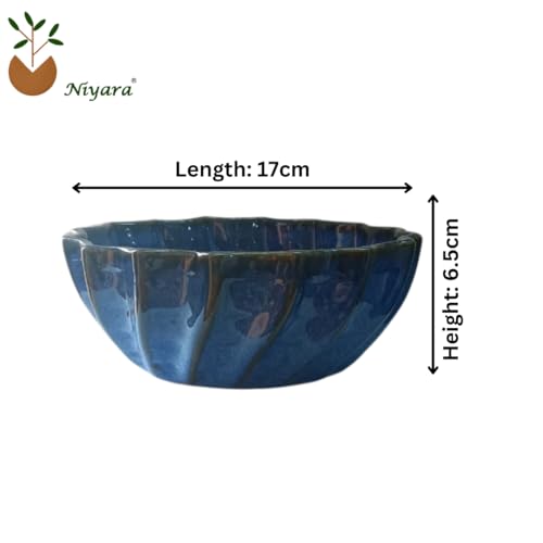 Image of Niyara Ceramic Printed Bowl Set of 2 | Premium Serving Bowls for Snacks, Soup & Desserts | Microwave & Dishwasher Safe (Blue Moroccan)