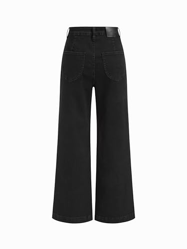 Image of CIDER Womens Wide Leg Jeans Cropped Length Stretchy Denim Flared Pants | High Waist, Trendy, Straight Leg Jean Bottoms