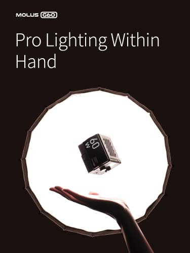 Image of ZHIYUN MOLUS G60 [Official] Video Light 60 W, COB LED Portable Video Light, Bi-Colour Streaming Lamp with 2376 Lux /2700~6500K /CRI≥96 /TLCI≥97 /APP Control, for YouTube TikTok