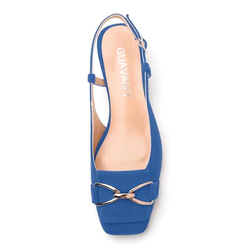 Womens Slingback Pumps, Square Toe Low Heels, Adjustable Ankle Buckle Fashion Comfort Wedding Casual Party Shoes3