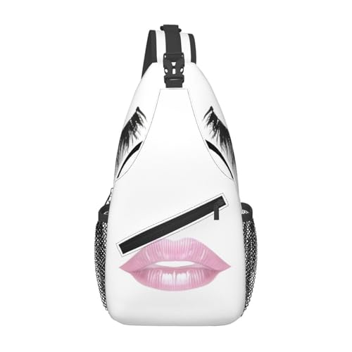 Eyelash Lip White Stylish Men'S Messenger Bag - Durable Polyester, Huge Capacity & Adjustable Strap