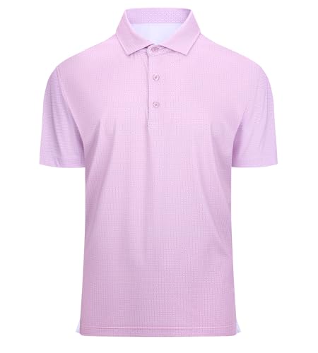 Alex Vando Mens Golf Shirt Moisture Wicking Classic Print Golf Shirts for Men