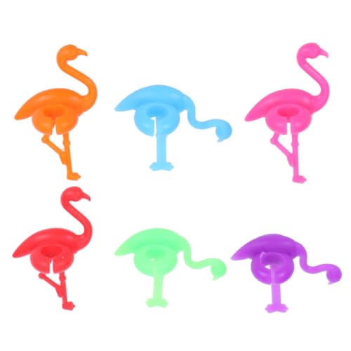 KOCKSHION Marcadores De Silicona Para Vasos De Vidrio Diseño De Flamenco, Antideslizantes, 12 Unidades 6 Colores, Identificadores Para Fiesta, Cócteles y Cenas