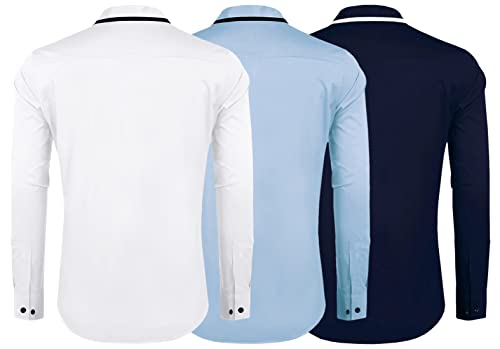 Image of Zombom Combo of Men's Cotton Blend Solid Regular Fit Casual Full Sleeves Shirts (Pack of 3)