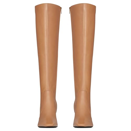 Women's Knee High Boots Square Toe Leather Boots Side Zipper Pointed Toe Tall Boots for Women Fashion Dress Fall Long Boots4